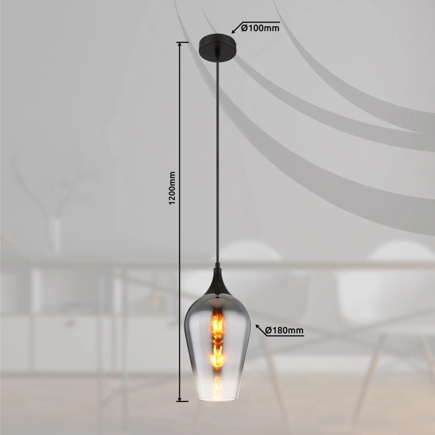 Globo - Luster na sajli 1xE27/60W/230V pr. 18 cm crna