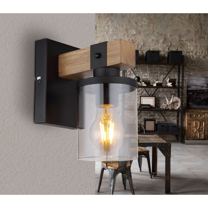 Globo - Zidna lampa 1xE27/60W/230V hrast/dimna