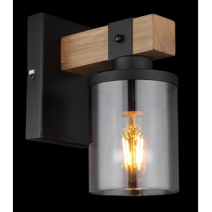 Globo - Zidna lampa 1xE27/60W/230V hrast/dimna