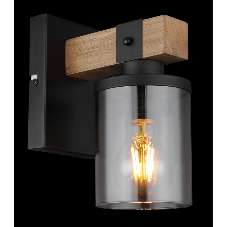 Globo - Zidna lampa 1xE27/60W/230V hrast/dimna