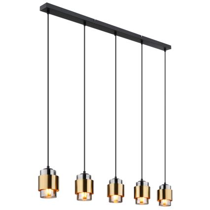Globo - Luster na sajli 5xE27/40W/230V crna/mesing