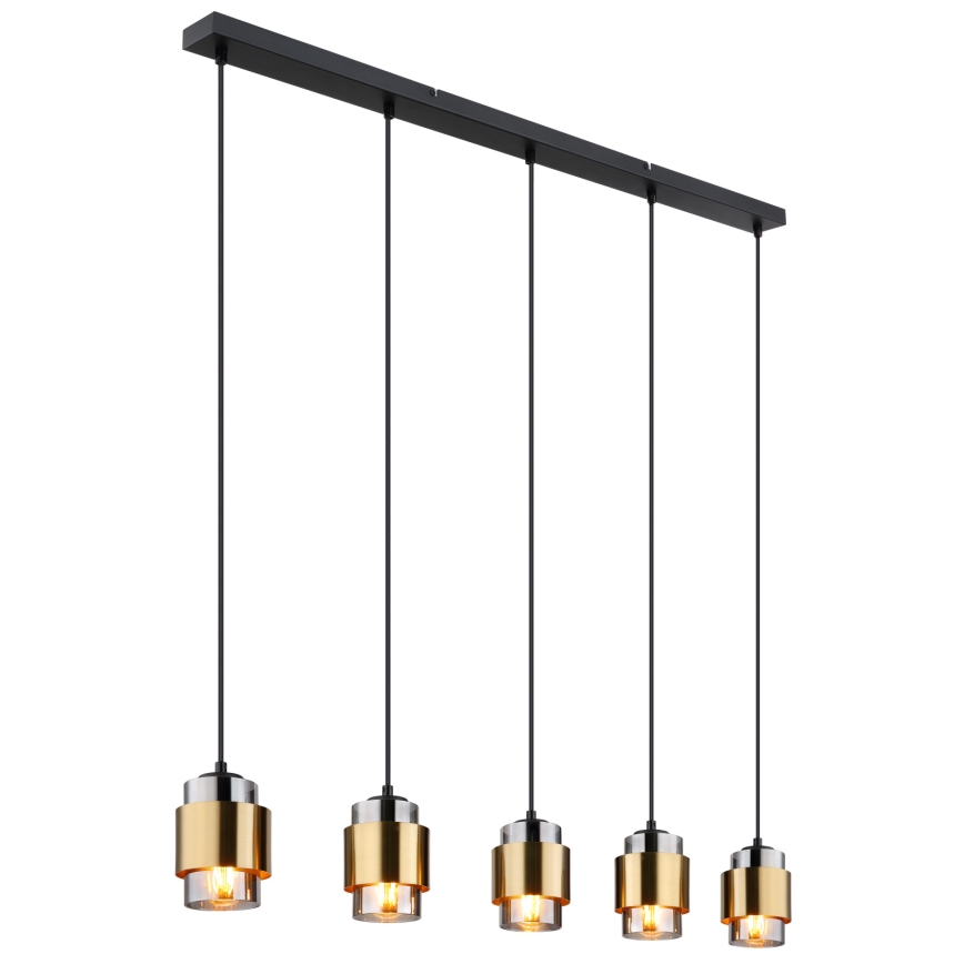 Globo - Luster na sajli 5xE27/40W/230V crna/mesing