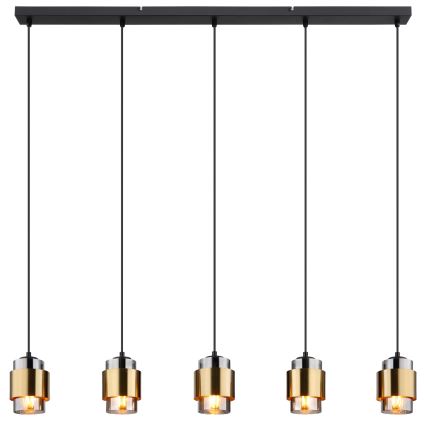 Globo - Luster na sajli 5xE27/40W/230V crna/mesing