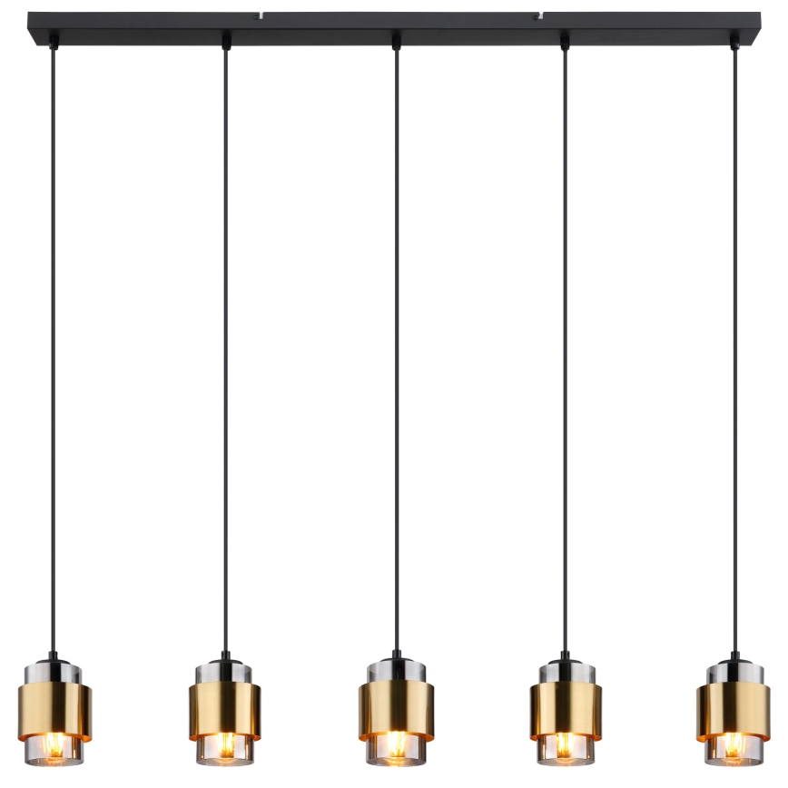 Globo - Luster na sajli 5xE27/40W/230V crna/mesing