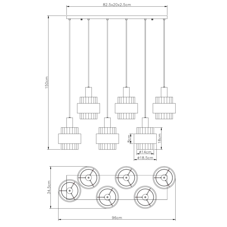 Globo - Smeđi luster na sajli 6xE27/60W/230V