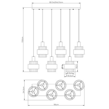 Globo - Luster na sajli 6xE27/60W/230V