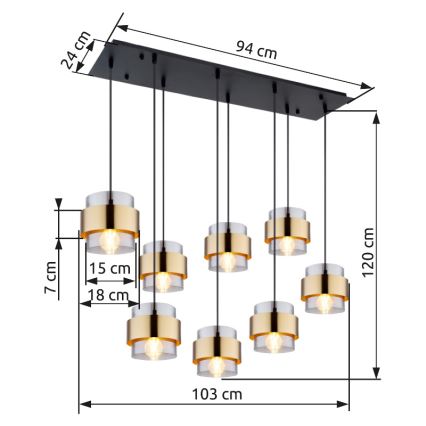 Globo - Luster na sajli 8xE27/60W/230V