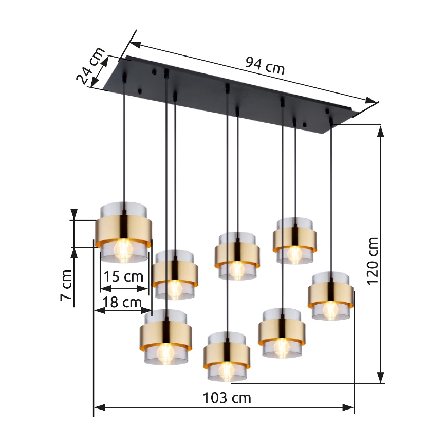 Globo - Luster na sajli 8xE27/60W/230V