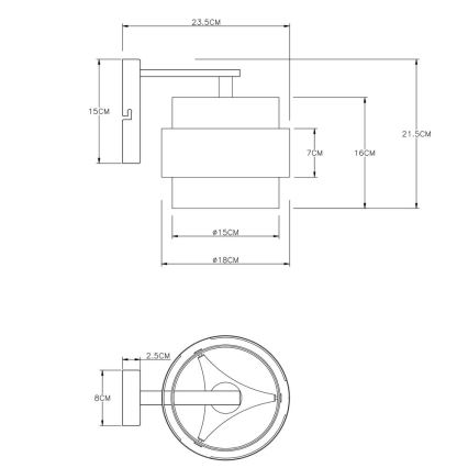 Globo - Zidna svjetiljka 1xE27/60W/230V crna/mesing