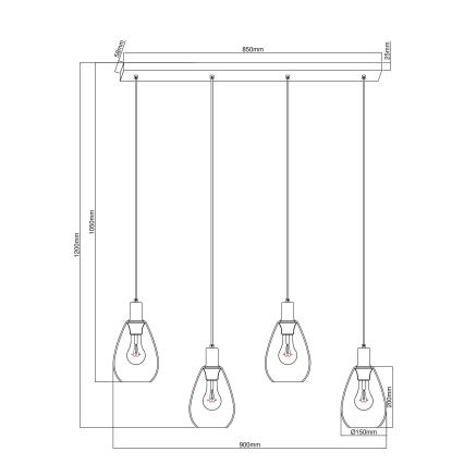 Globo - Luster na sajli 4xE27/40W/230V mesing