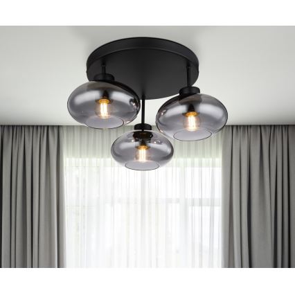 Globo - Nadgradna stropna svjetiljka 3xE27ILLU/40W/230V crna