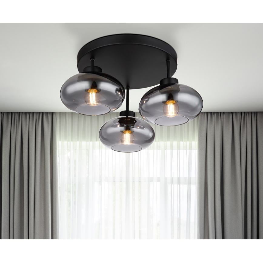 Globo - Nadgradna stropna svjetiljka 3xE27ILLU/40W/230V crna