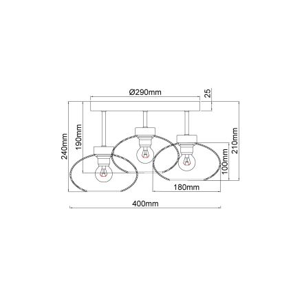 Globo - Nadgradna stropna svjetiljka 3xE27ILLU/40W/230V crna