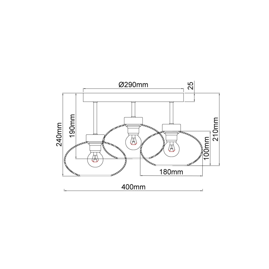 Globo - Nadgradna stropna svjetiljka 3xE27ILLU/40W/230V crna