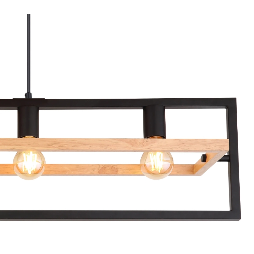 Globo 15575-4H - Viseći luster na sajli ERICA 4xE27/40W/230V crna/bež