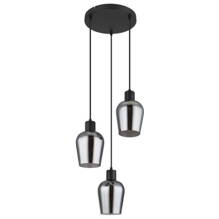 Globo - Luster na sajli 3xE27/40W/230V pr. 28,5 cm crna