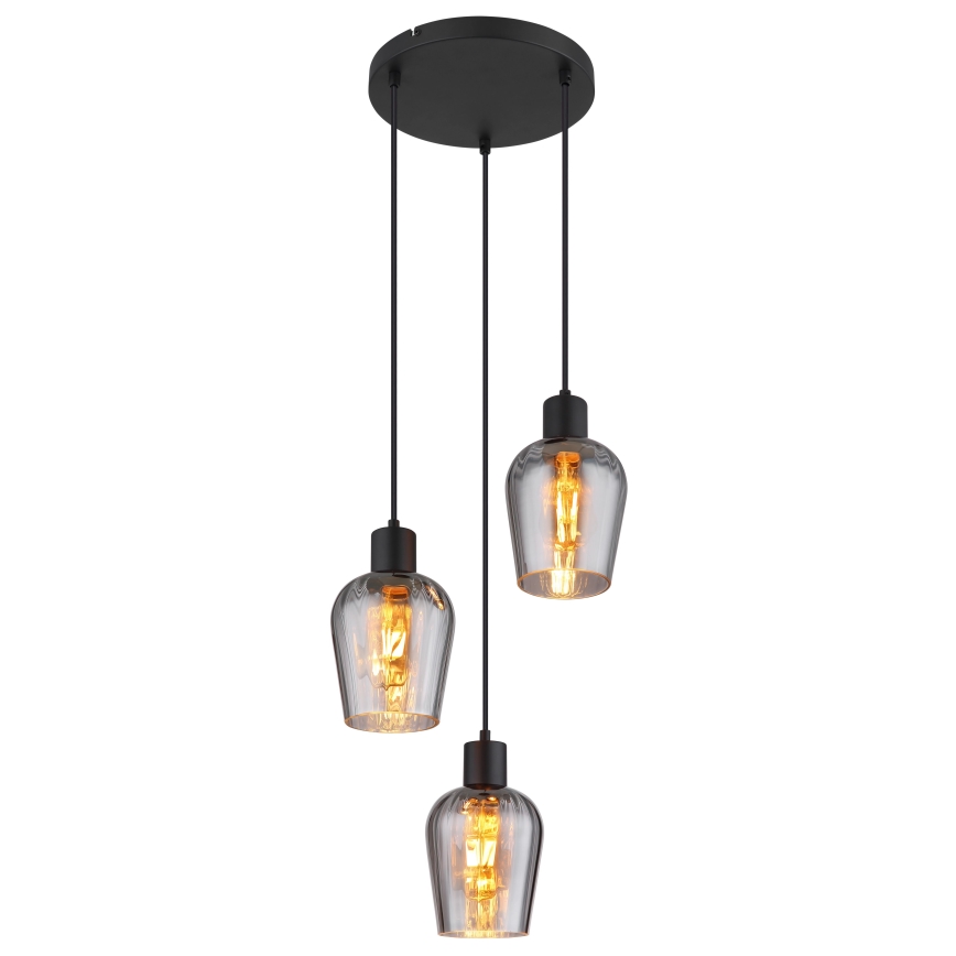 Globo - Luster na sajli 3xE27/40W/230V pr. 28,5 cm crna