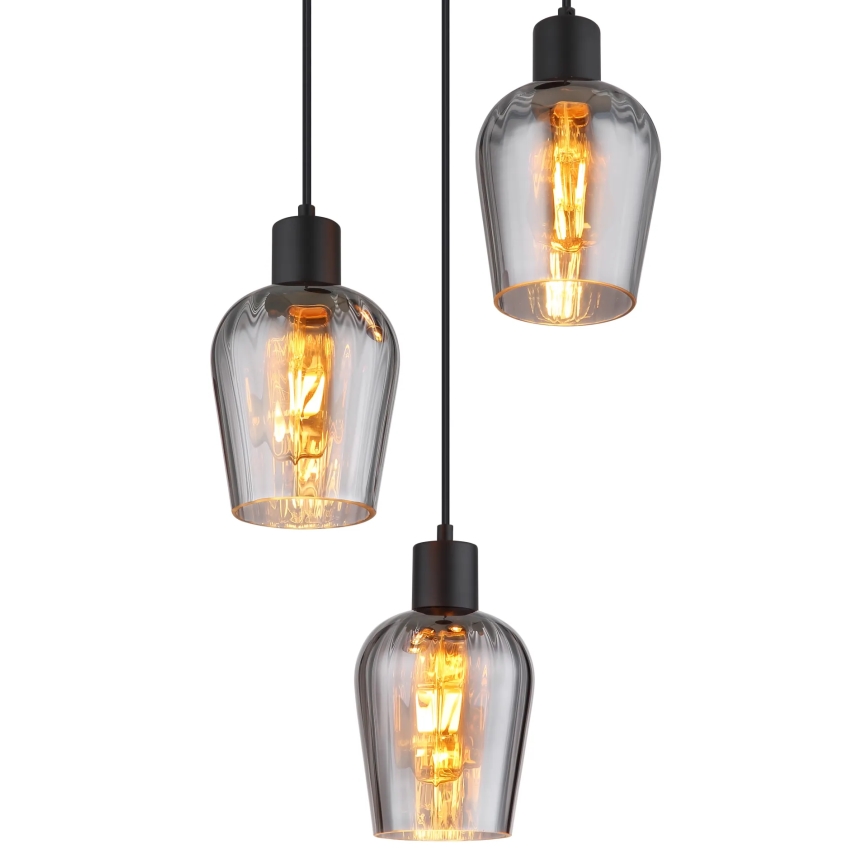 Globo - Luster na sajli 3xE27/40W/230V pr. 28,5 cm crna