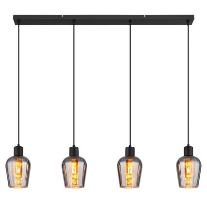 Globo - Luster na sajli 4xE27/40W/230V crna