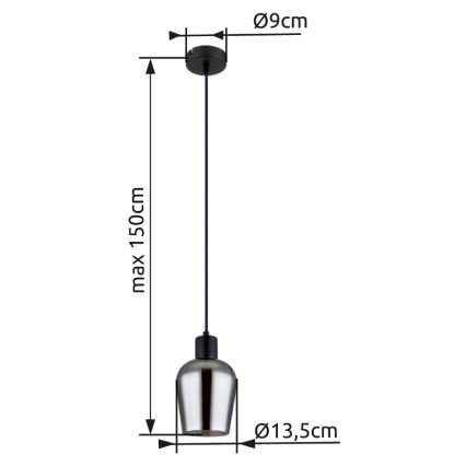 Globo - Luster na sajli 1xE27/40W/230V pr. 13,5 cm crna