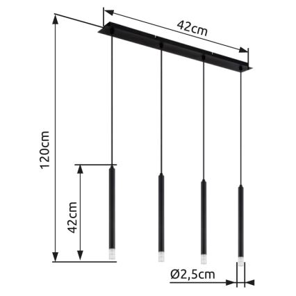 Globo - Luster na sajli 4xG9/4W/230V crna