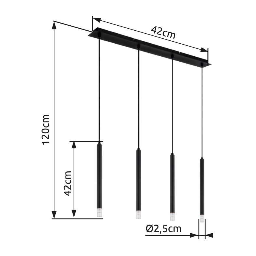 Globo - Luster na sajli 4xG9/4W/230V crna