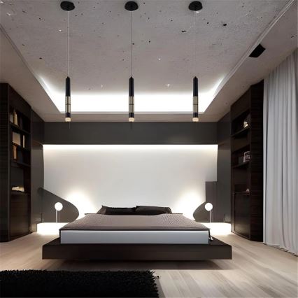 Globo - LED luster na kabelu LED/12W/230V 3000K crna