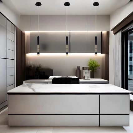 Globo - LED luster na kabelu LED/12W/230V 3000K crna