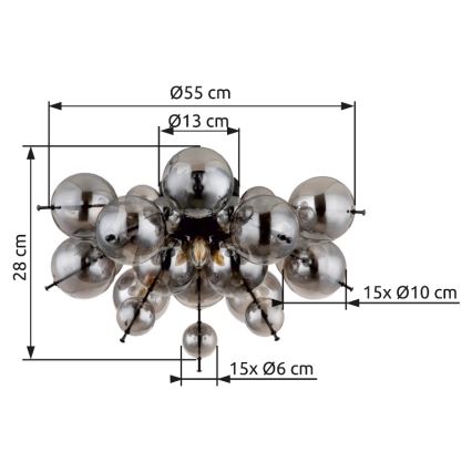 Globo - Nadgradni luster 3xE14/25W/230V pr. 55 cm crna
