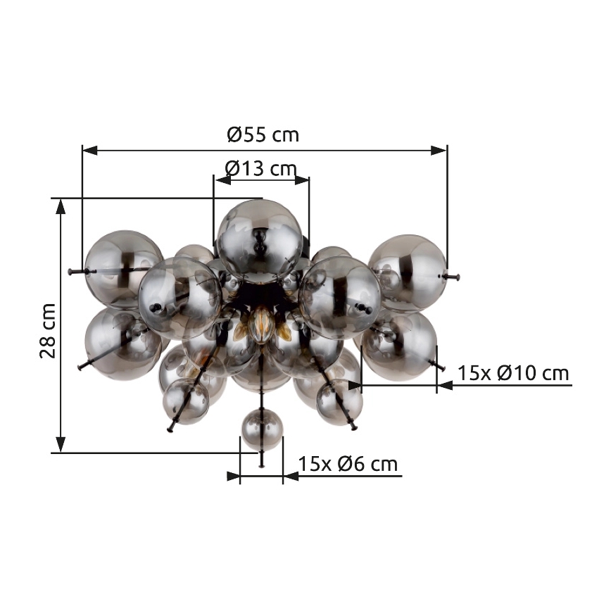 Globo - Nadgradni luster 3xE14/25W/230V pr. 55 cm crna