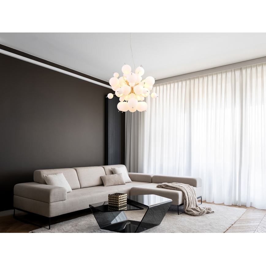 Globo - Luster na sajli 6xE14/25W/230V pr. 55 cm bijela