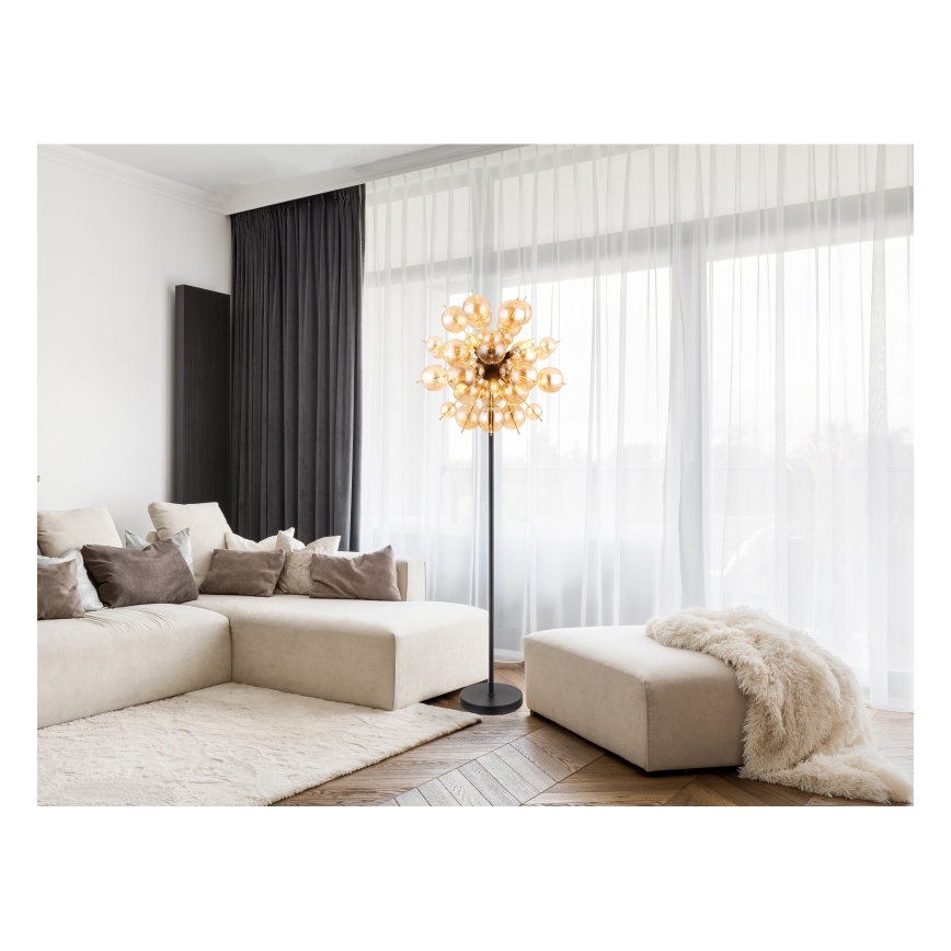 Globo - Podna lampa 6xE14/25W/230V smeđa/dimna
