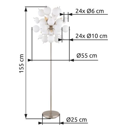 Globo - Podna lampa 6xE14/25W/230V bijela