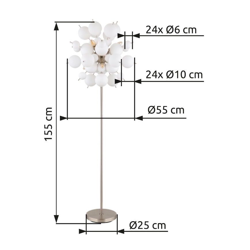 Globo - Podna lampa 6xE14/25W/230V bijela