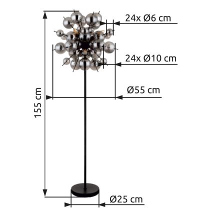 Globo - Podna lampa 6xE14/25W/230V crna/dimna