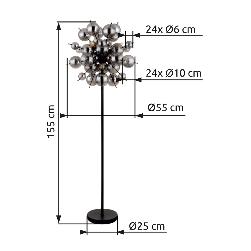 Globo - Podna lampa 6xE14/25W/230V crna/dimna