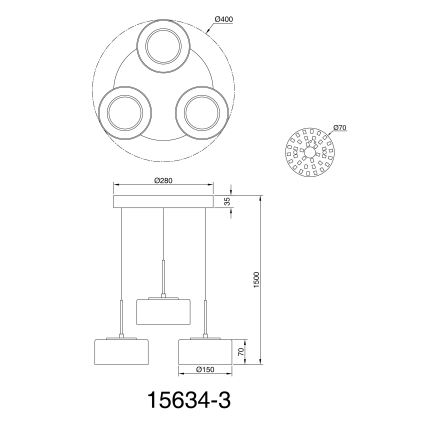 Globo - LED Luster na sajli 3xLED/8W/230V