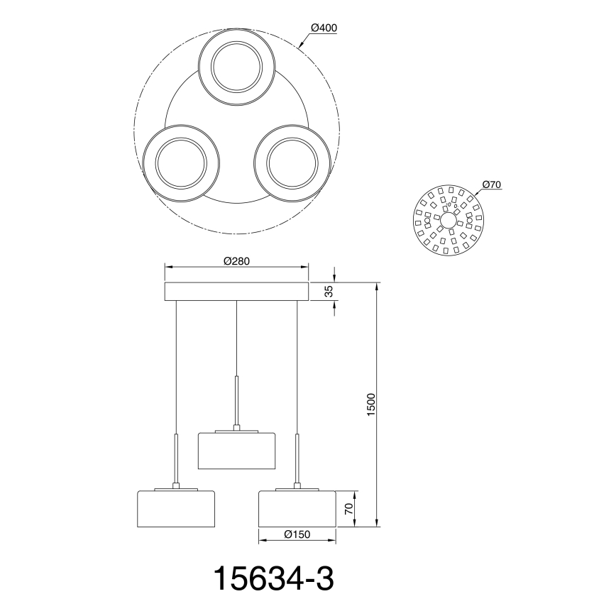 Globo - LED Luster na sajli 3xLED/8W/230V