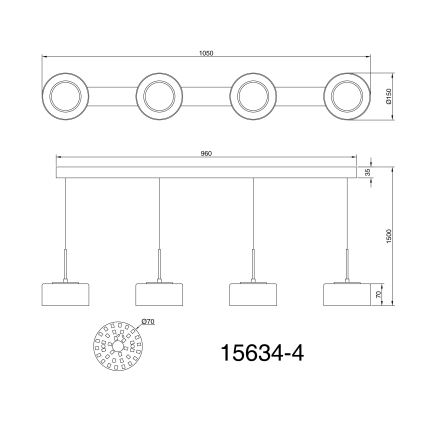 Globo - LED Luster na sajli 4xLED/8W/230V