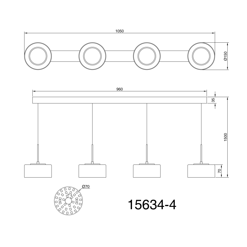 Globo - LED Luster na sajli 4xLED/8W/230V