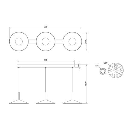 Globo - LED luster na lanku LED/24W/230V 4000K crna