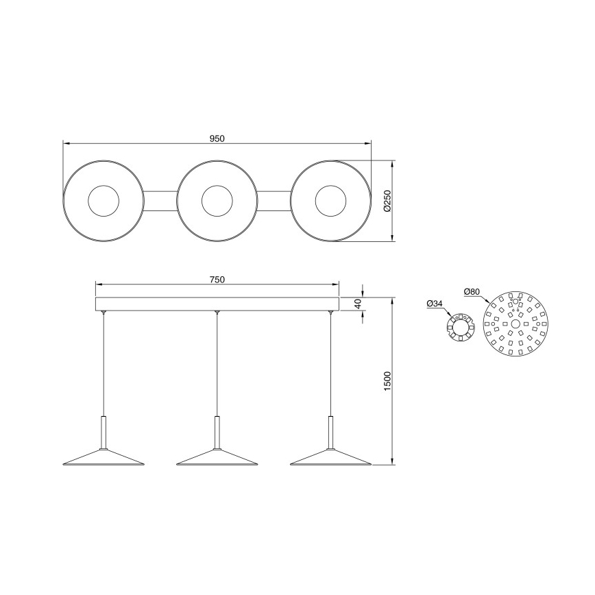 Globo - LED luster na lanku LED/24W/230V 4000K crna