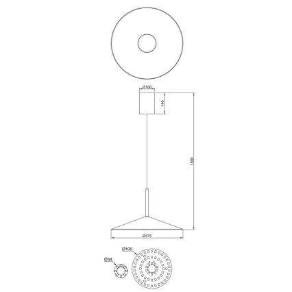 Globo - LED luster na sajli LED/18W/230V 4000K crna