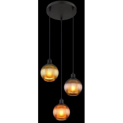 Globo - Luster na sajli 3xE27/25W/230V pr. 36 cm bakar/zelena/plava