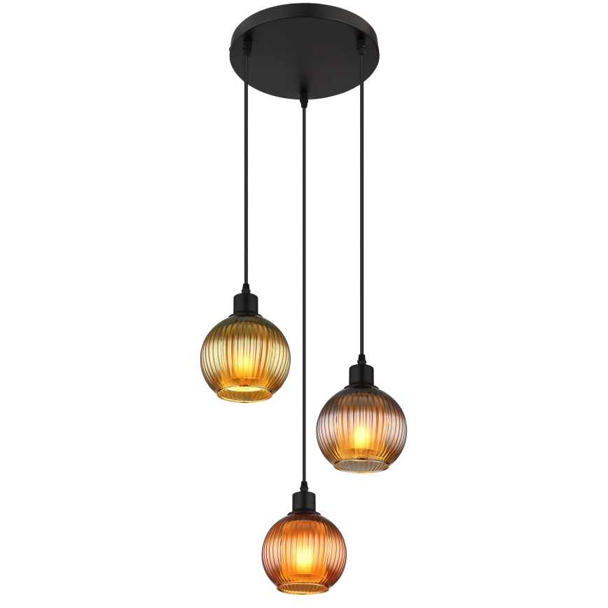 Globo - Luster na sajli 3xE27/25W/230V pr. 36 cm bakar/zelena/plava