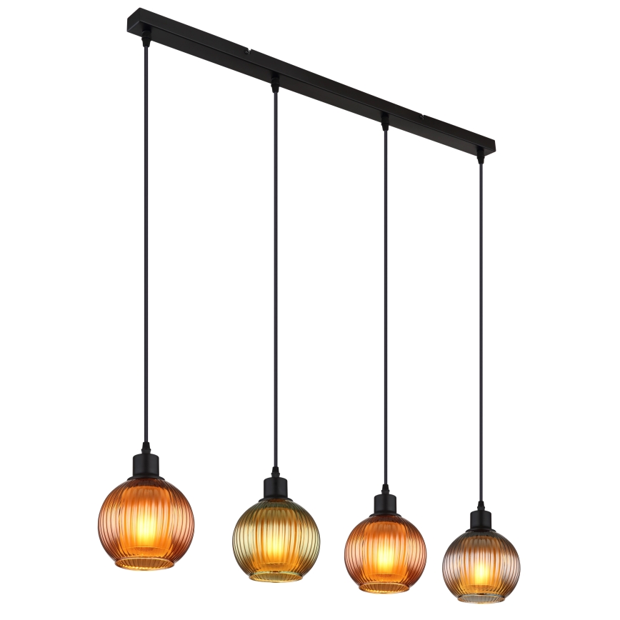 Globo - Luster na sajli 4xE27/25W/230V bakar/zelena/plava