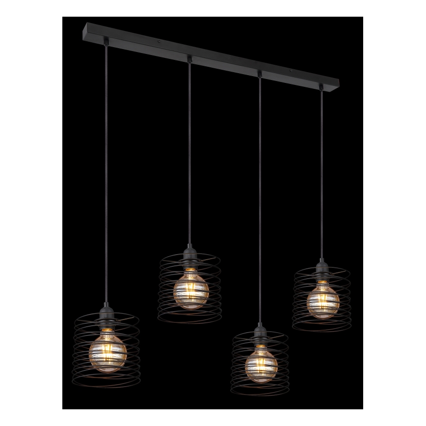 Globo 15640-4H - Viseći luster na sajli TILLY 4xE27/60W/230V crna