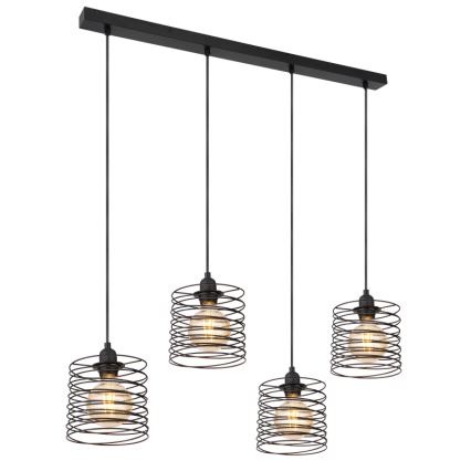 Globo 15640-4H - Viseći luster na sajli TILLY 4xE27/60W/230V crna