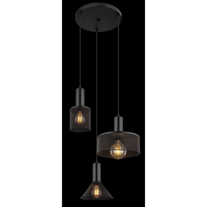 Globo - Luster na sajli 3xE27/60W/230V crna