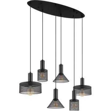 Globo 15648-6H - Luster na sajli JEDD 6xE27/60W/230V crna